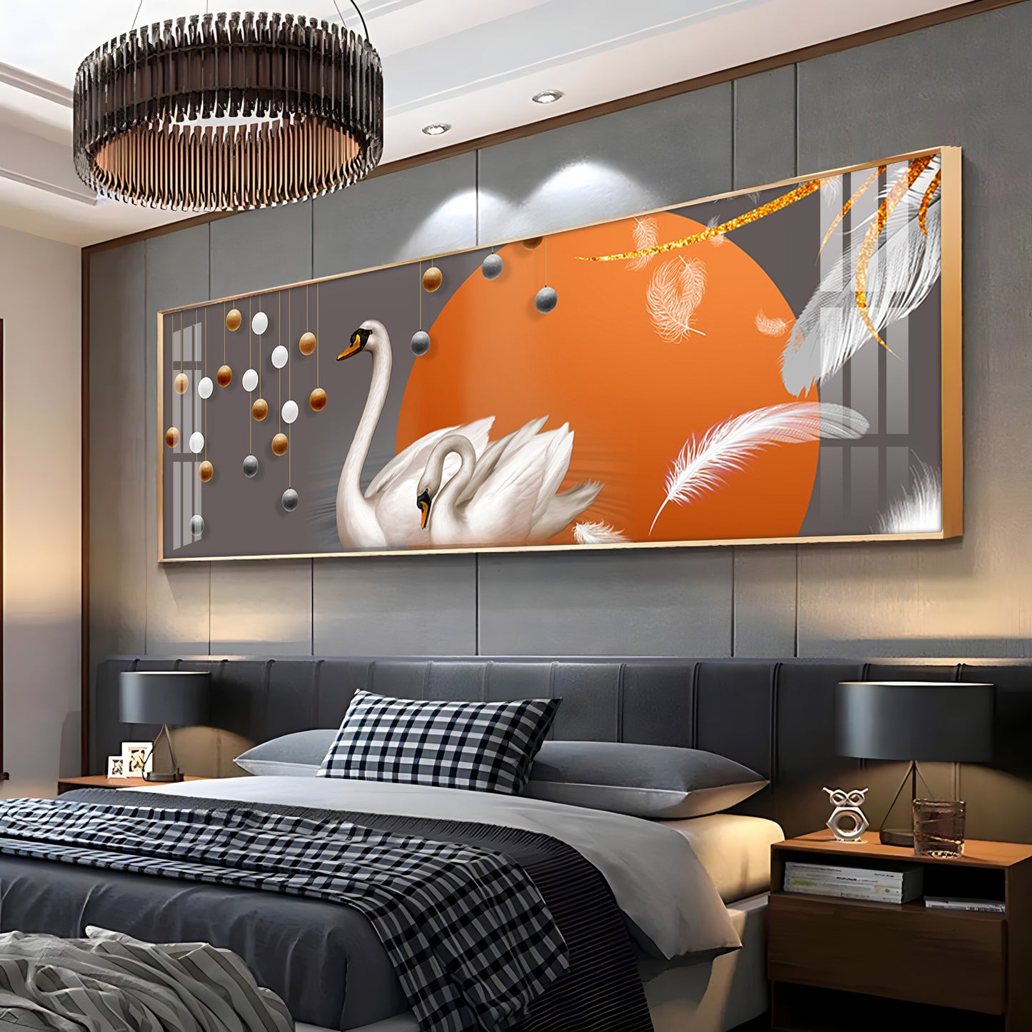 Graceful Couple Swan Premium Acrylic Horizontal Wall Art