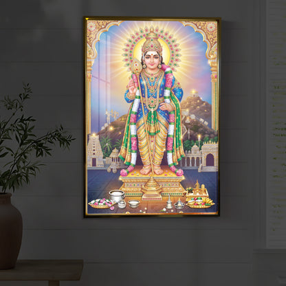 Lord Murugan Kartikeya Modern Luxury Backlight Vertical Wall Art