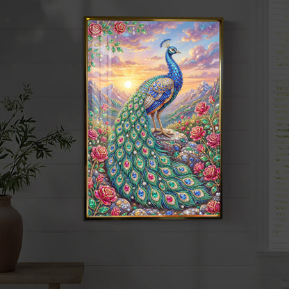 Colorful Beautiful Peacock Modern Luxury Backlight Vertical Wall Art