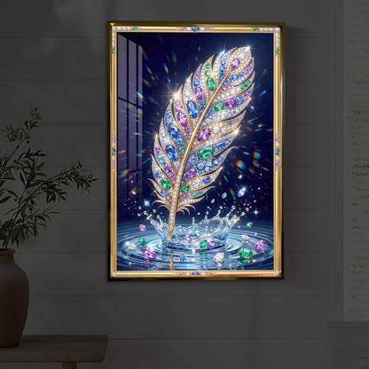Colorful Feather Modern Luxury Backlight Vertical Wall Art