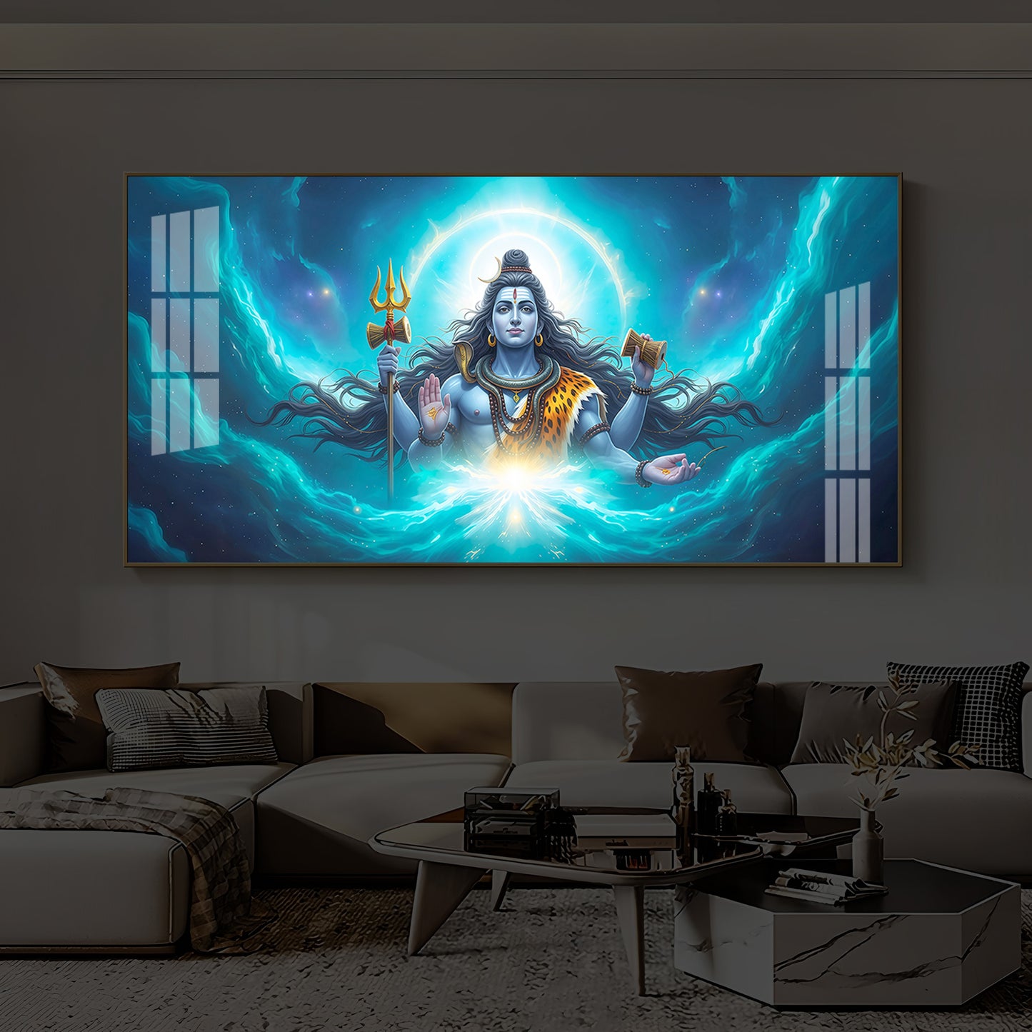 Cosmic Shiva Modern Luxury Backlight Horizontal Wall Art