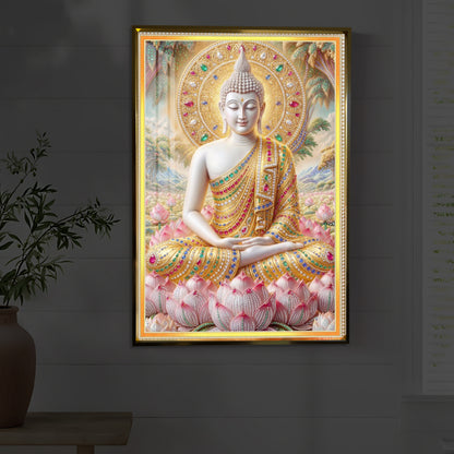 Divine Buddha Harmony Modern Luxury Backlight Vertical Wall Art