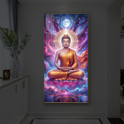 Lord Buddha Modern Luxury Backlight Vertical Wall Art