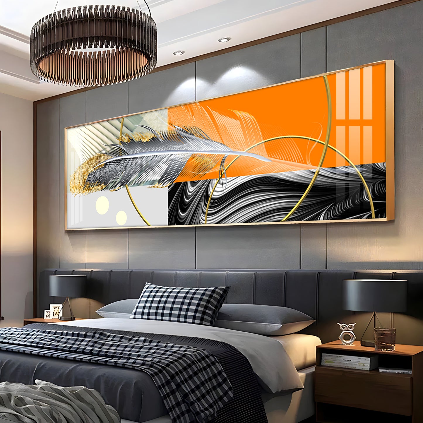 Feather Glow Delight Premium Acrylic Horizontal Wall Art