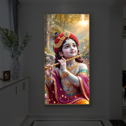 Divine Glow Krishna Modern Luxury Backlight Vertical Wall Art