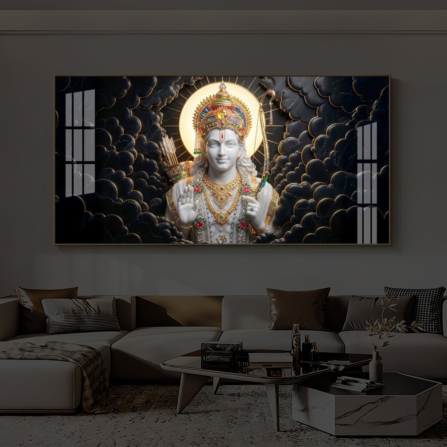 Lord Ram Modern Luxury Backlight Horizontal Wall Art