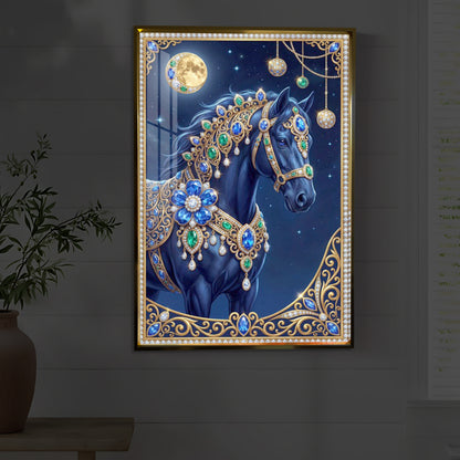 Black Horse Modern Luxury Backlight Vertical Wall Art