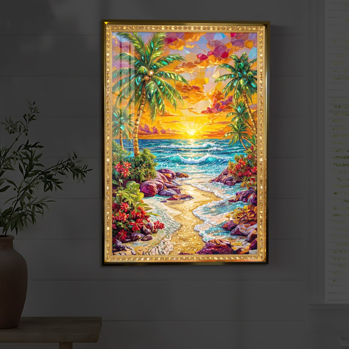 Coastal Bliss Modern Luxury Backlight Vertical Wall Art