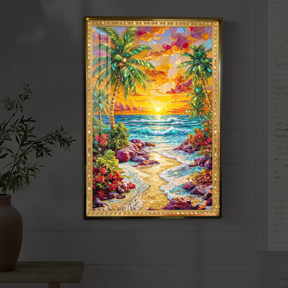 Coastal Bliss Modern Luxury Backlight Vertical Wall Art