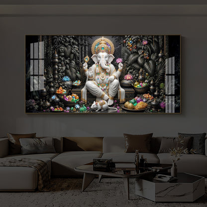 Divine Lord Ganesha Modern Luxury Backlight Horizontal Wall Art