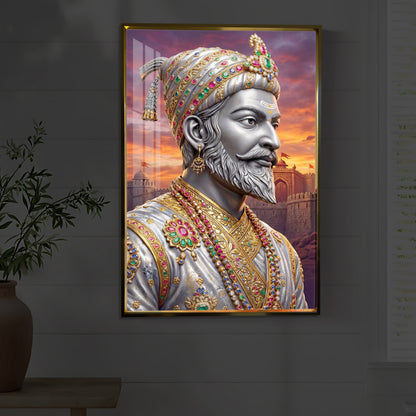 Maratha Shivaji Maharaj Modern Luxury Backlight Vertical Wall Art