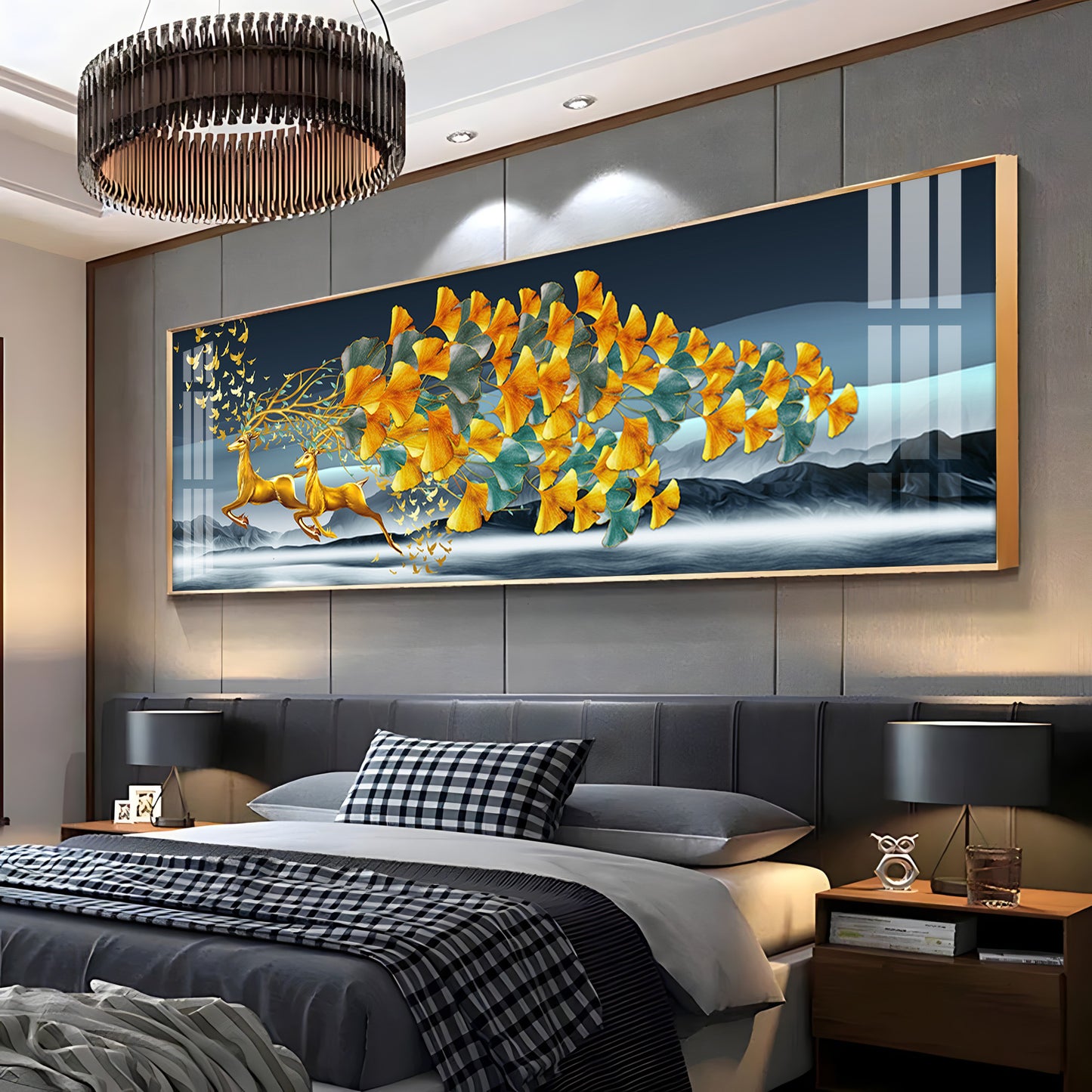 Deer Running Delight Premium Acrylic Horizontal Wall Art