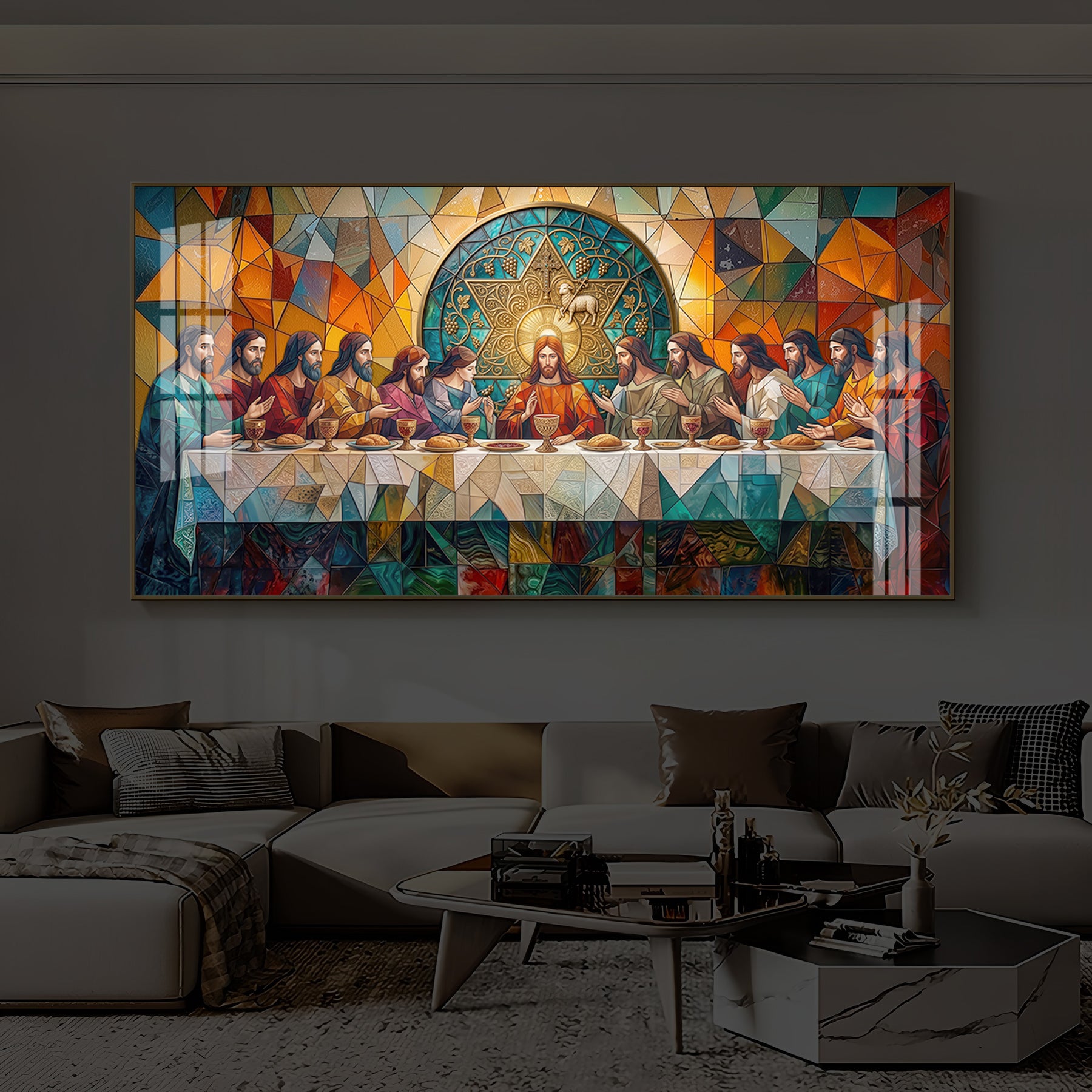 The last Supper Modern Luxury Backlight Horizontal Wall Art