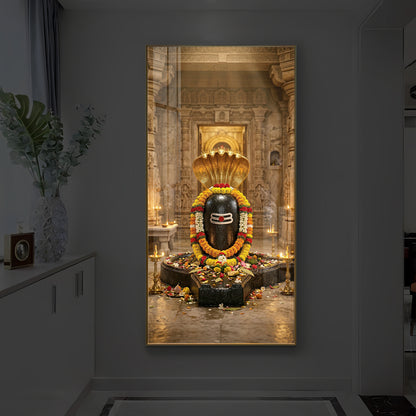 Shree Somnath Jyotirlinga Modern Luxury Backlight Vertical Wall Art