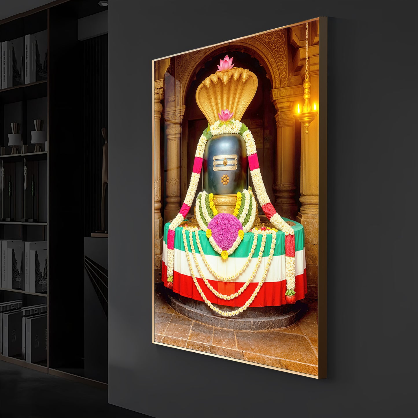 Om Namaha Shivaya Modern Luxury Backlight Vertical Wall Art