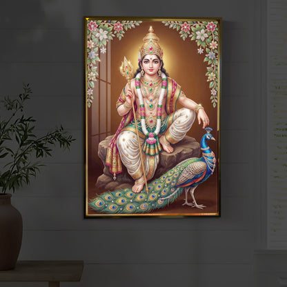 Lord kartikeya Ji Modern Luxury Backlight Vertical Wall Art