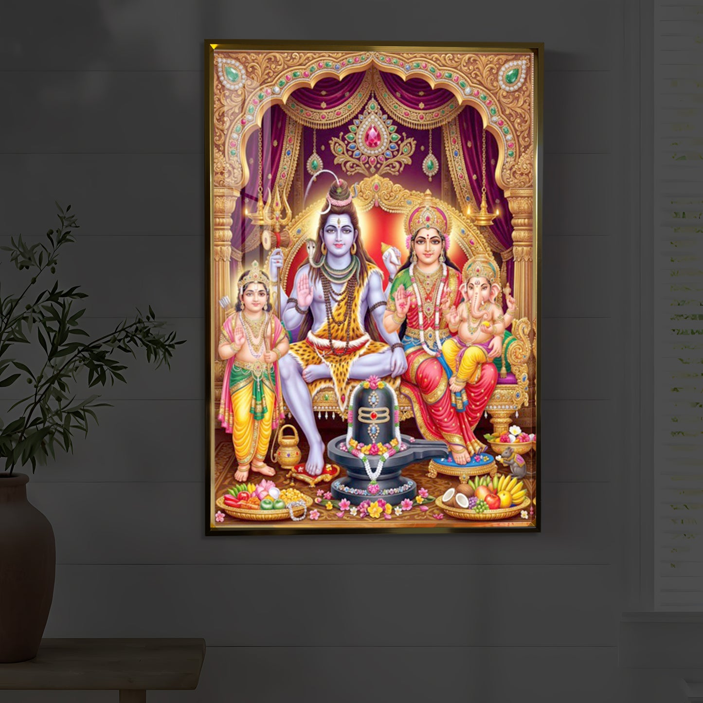 Namah Shivay Modern Luxury Backlight Vertical Wall Art