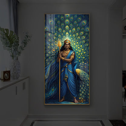 Murugan Bhagwan Ji Modern Luxury Backlight Vertical Wall Art