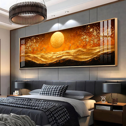 Golden Sun Abstract Dunes Premium Acrylic Horizontal Wall Art