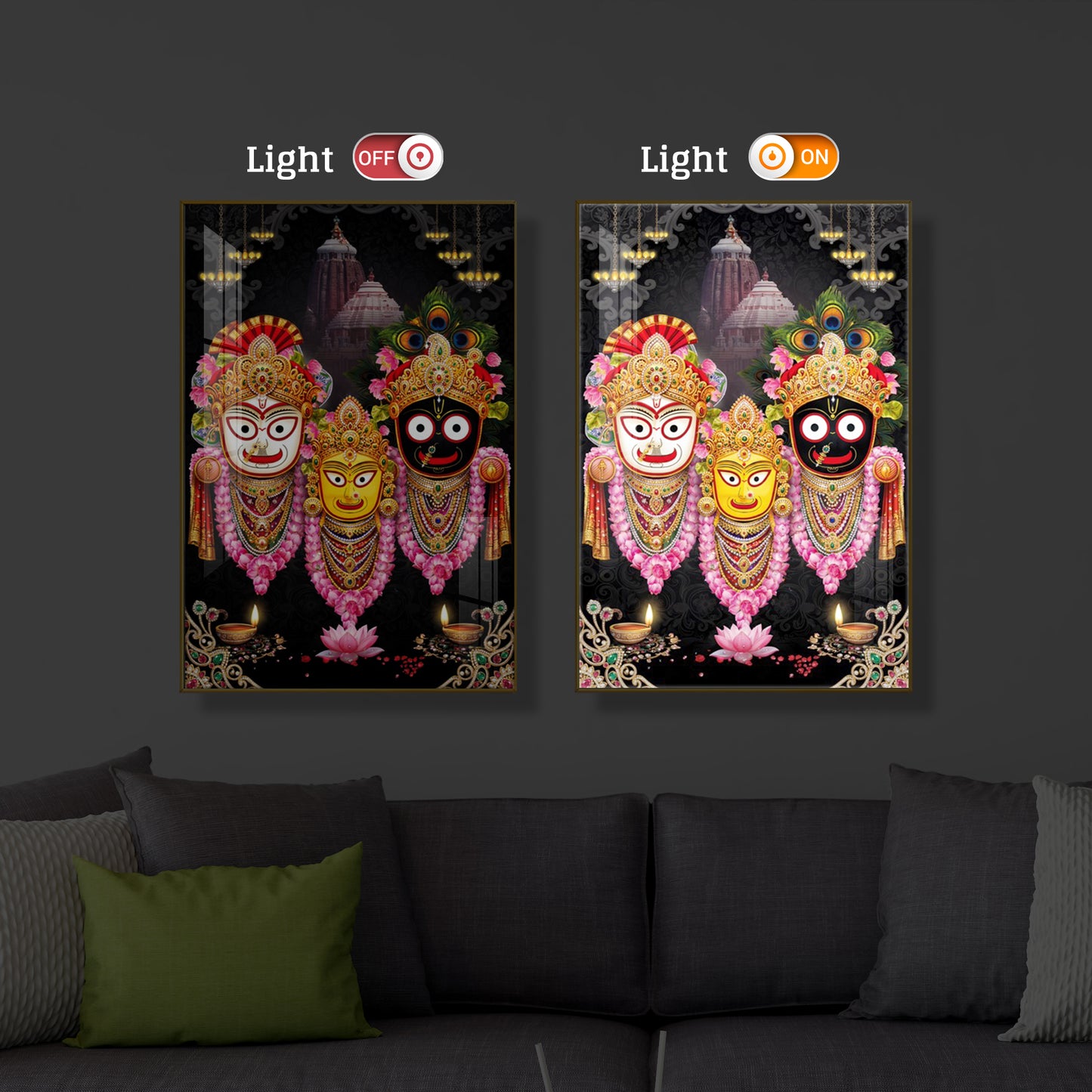 Lord Jagannath Modern Luxury Backlight Vertical Wall Art