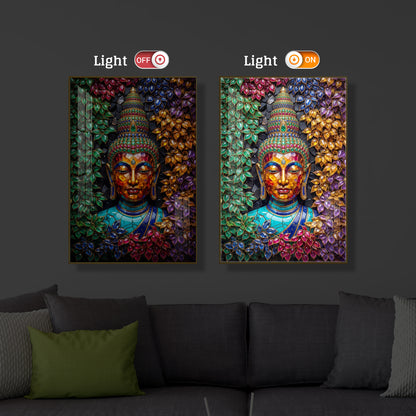 Buddha Colorful Modern Luxury Backlight Vertical Wall Art