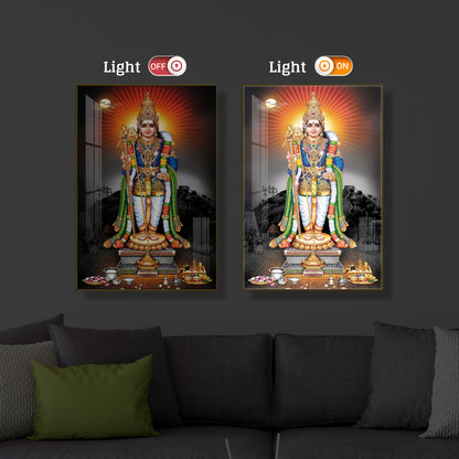 Lord Kartikeyan Modern Luxury Backlight Vertical Wall Art