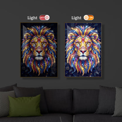 Imperial Lion Majesty Modern Luxury Backlight Vertical Wall Art