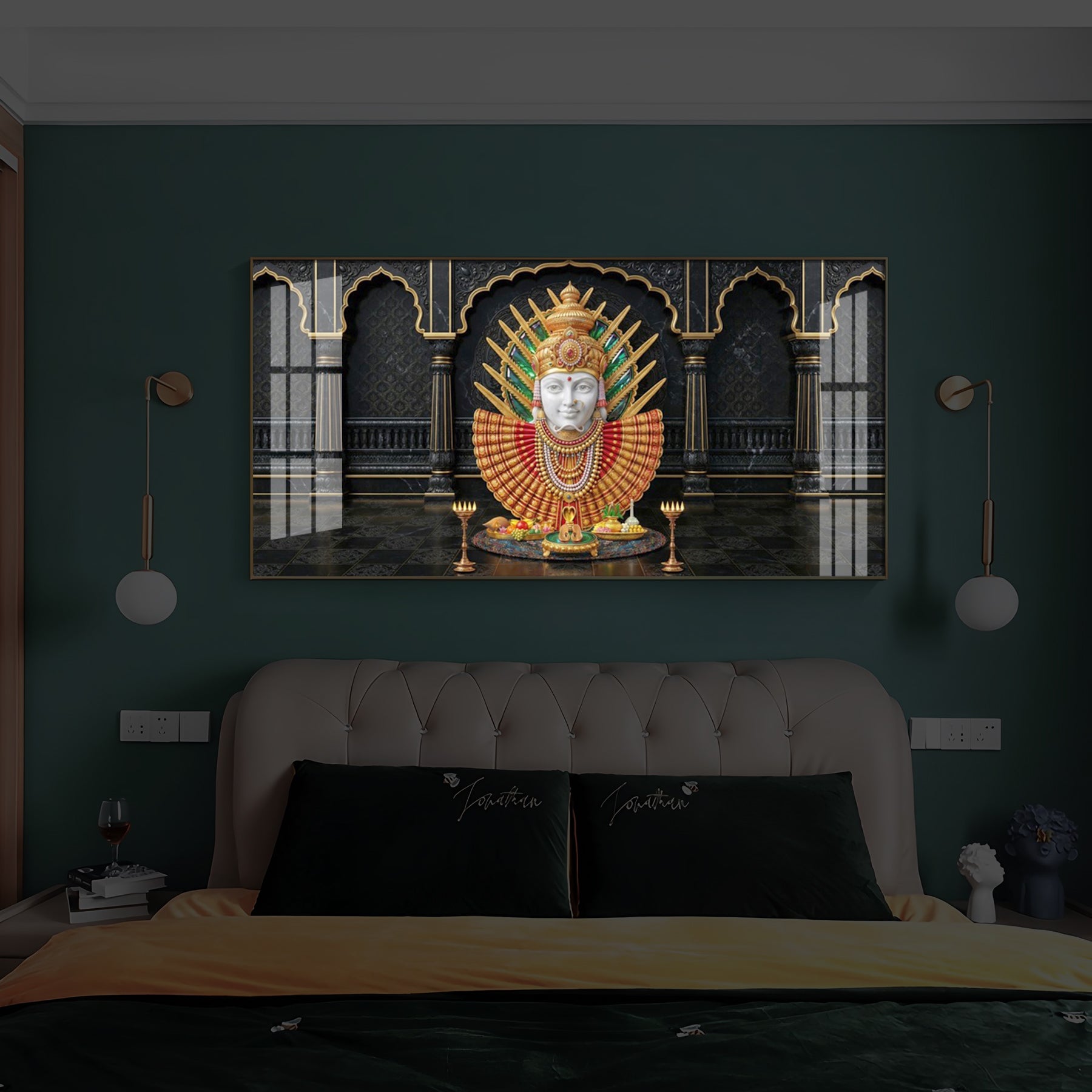 Goddess Renuka Modern Luxury Backlight Horizontal Wall Art