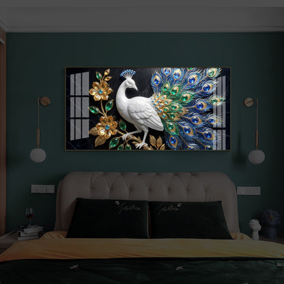Peacock Modern Luxury Backlight Horizontal Wall Art
