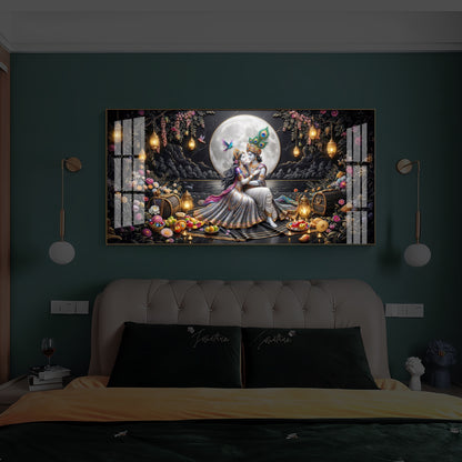 Generic Radha Krishna Romantic Modern Luxury Backlight Horizontal Wall Art