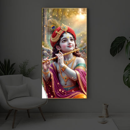 Divine Glow Krishna Modern Luxury Backlight Vertical Wall Art