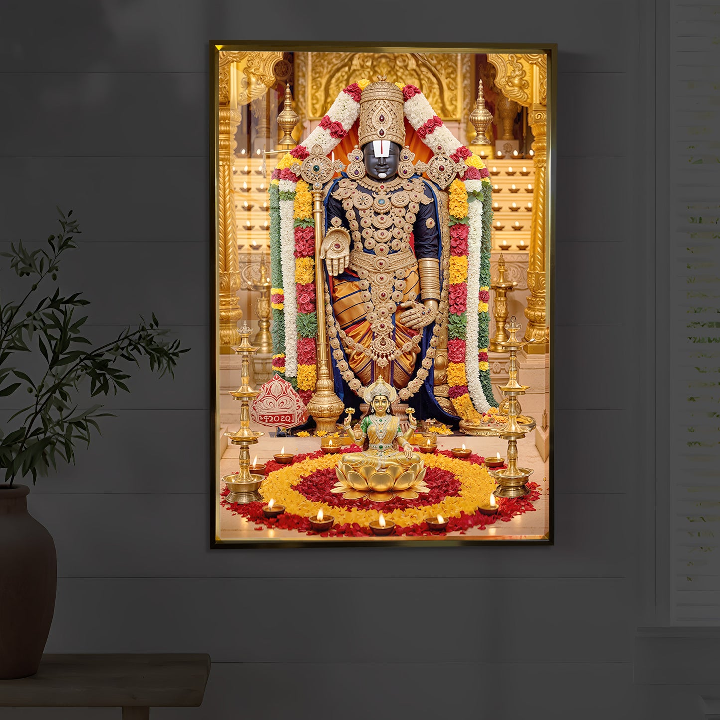 Tirupati Balaji Modern Luxury Backlight Vertical Wall Art