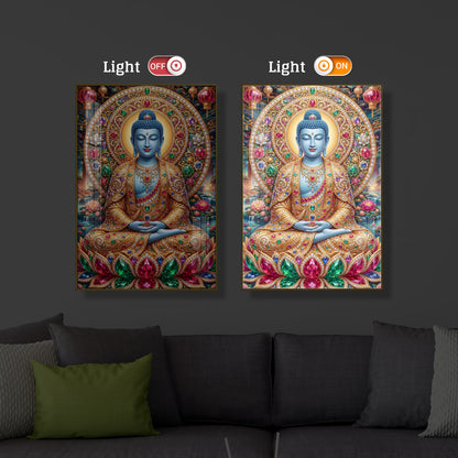 Buddha Blessing Modern Luxury Backlight Vertical Wall Art