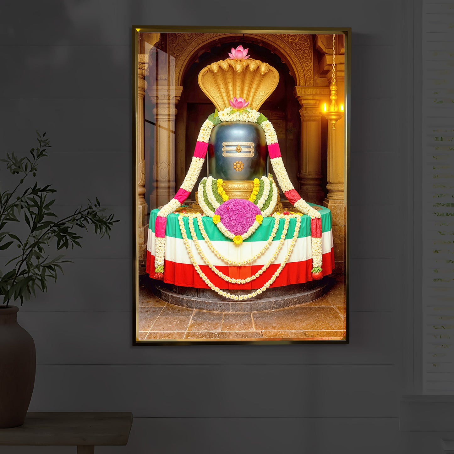 Om Namaha Shivaya Modern Luxury Backlight Vertical Wall Art