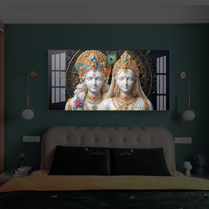 Generic Radha Krishna Modern Luxury Backlight Horizontal Wall Art
