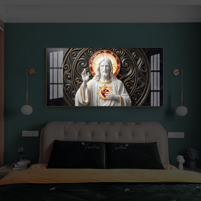 Heart Of Jesus Modern Luxury Backlight Horizontal Wall Art