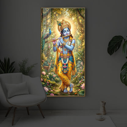 Loving Krishna Modern Luxury Backlight Vertical Wall Art
