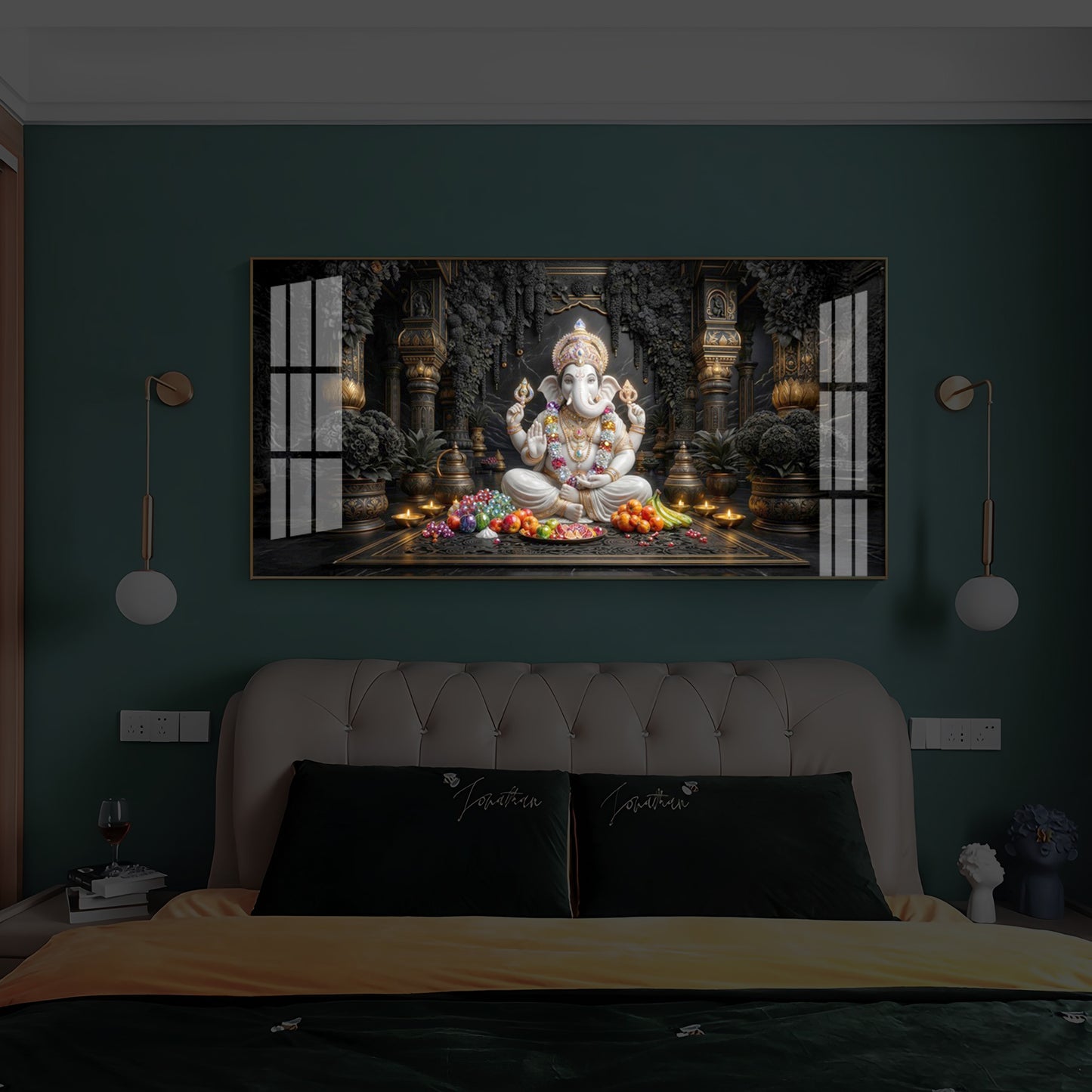 Lord Ganesha Modern Luxury Backlight Horizontal Wall Art