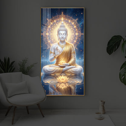 Blessings Of Buddha Modern Luxury Backlight Vertical Wall Art