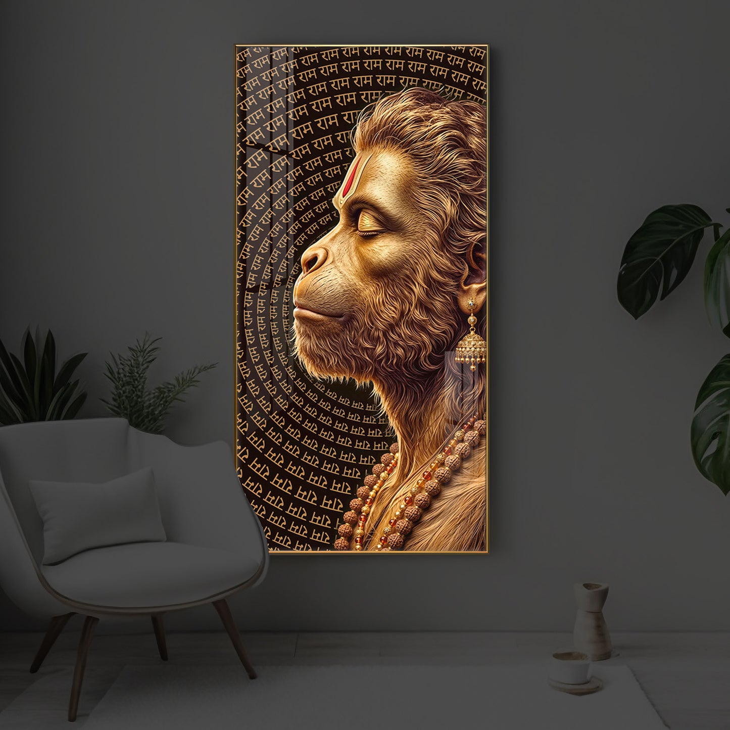 Hanuman Ji Modern Luxury Backlight Vertical Wall Art