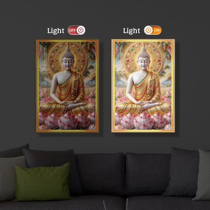Divine Buddha Harmony Modern Luxury Backlight Vertical Wall Art