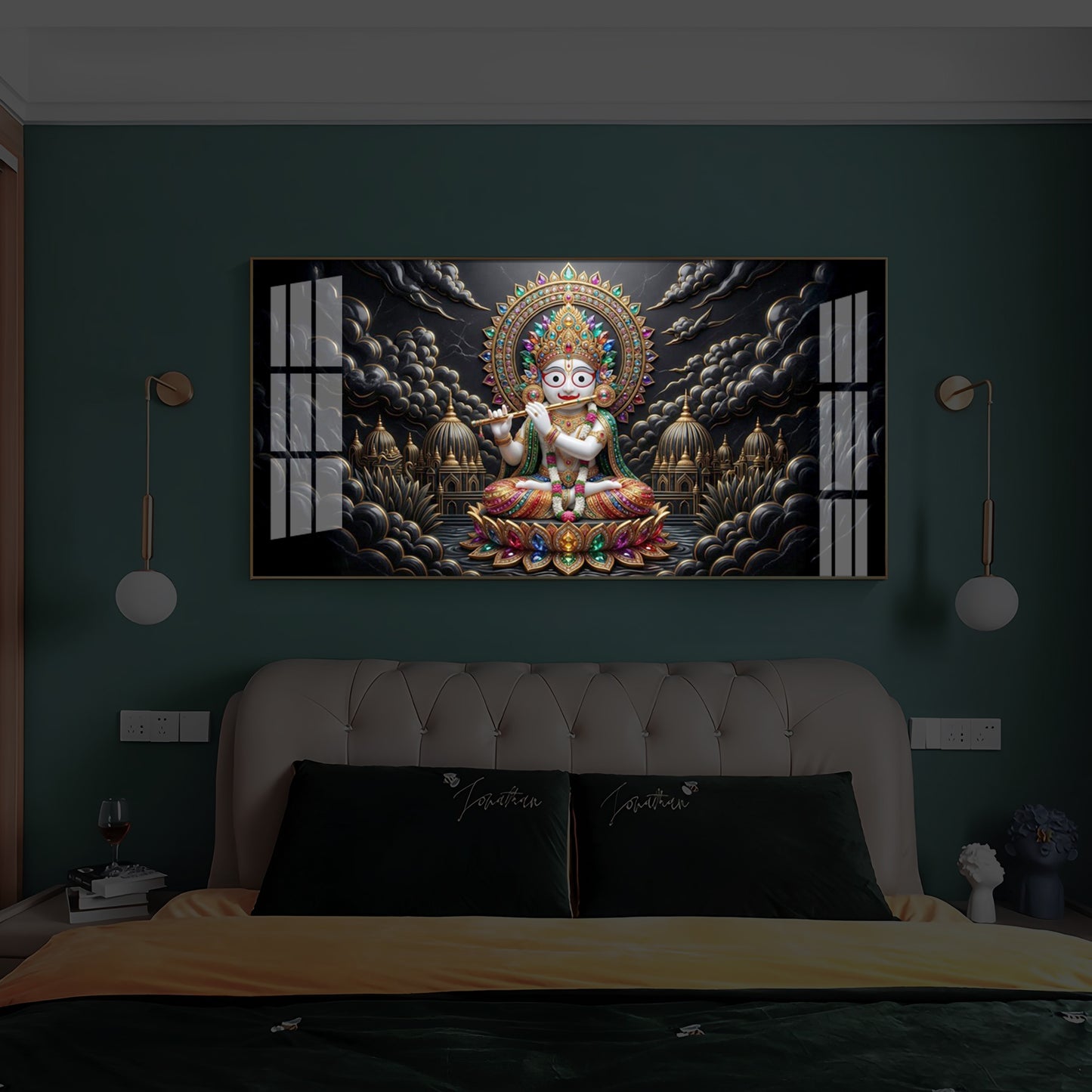 Lord Jagannath Modern Luxury Backlight Horizontal Wall Art