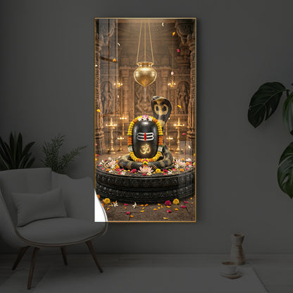 Om Namah Shivayah Modern Luxury Backlight Vertical Wall Art