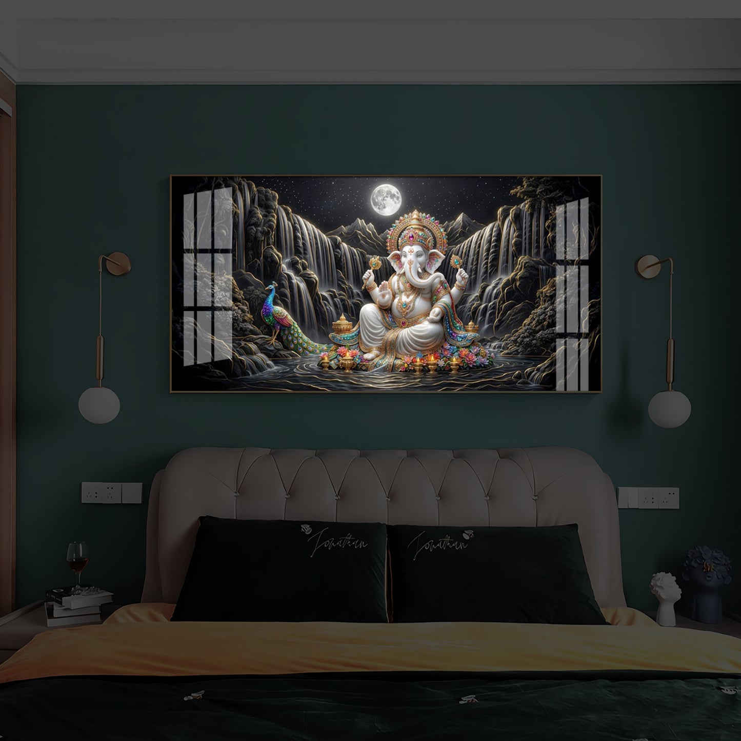Spiritual Ganesha Modern Luxury Backlight Horizontal Wall Art
