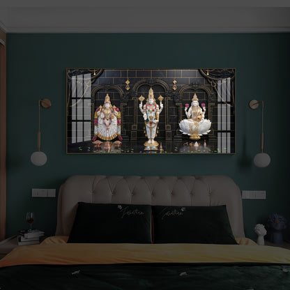 Maa Laxmi & Lord Venkateswara Modern Luxury Backlight Horizontal Wall Art