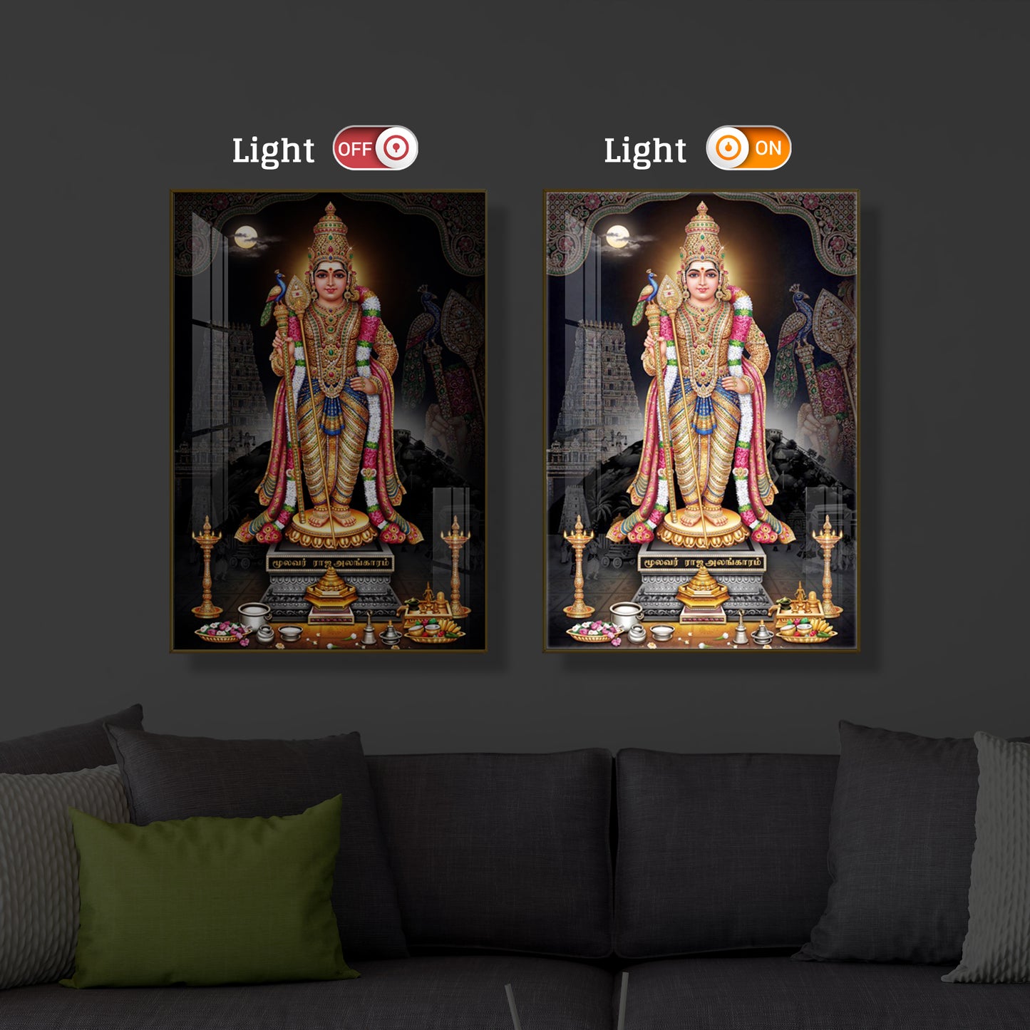 Lord Kartikeya Modern Luxury Backlight Vertical Wall Art