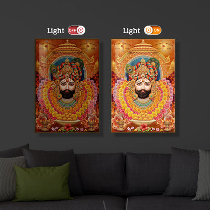 Hindu deity Khatu Shyam Ji Modern Luxury Backlight Vertical Wall Art