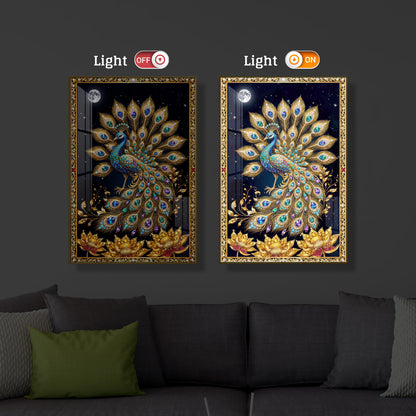 Majestic Vastu Peacock Modern Luxury Backlight Vertical Wall Art