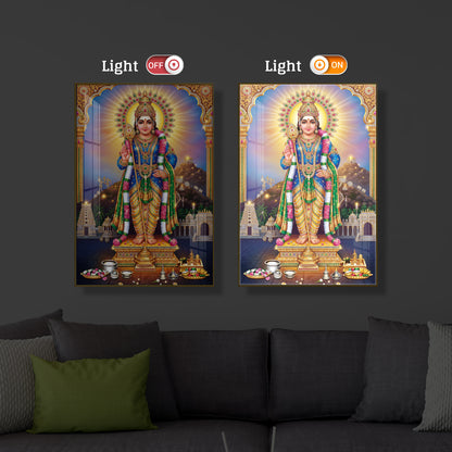 Lord Murugan Kartikeya Modern Luxury Backlight Vertical Wall Art