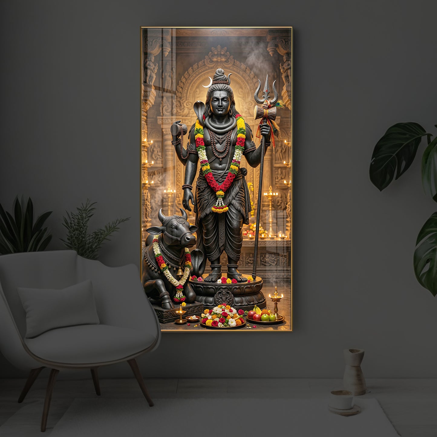 Divine Shivay Modern Luxury Backlight Vertical Wall Art